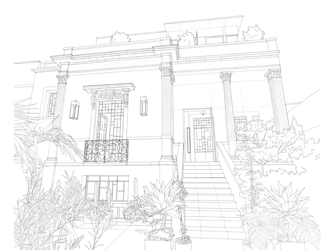 outline of a villa